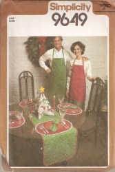 9649 SIMPLICITY 1980 XMAS TREE CENTERPIECE, LINENS,  APRON LENGTHS PATTERN